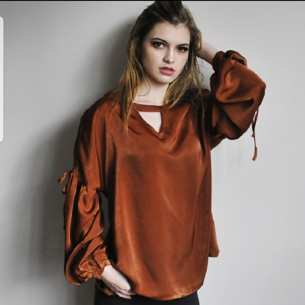 Rust Satin Choker Top
